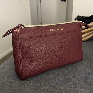 COCCINELLE Pebble Leather Amenity Makeup Bag Turkish Airlines Business Class Kit